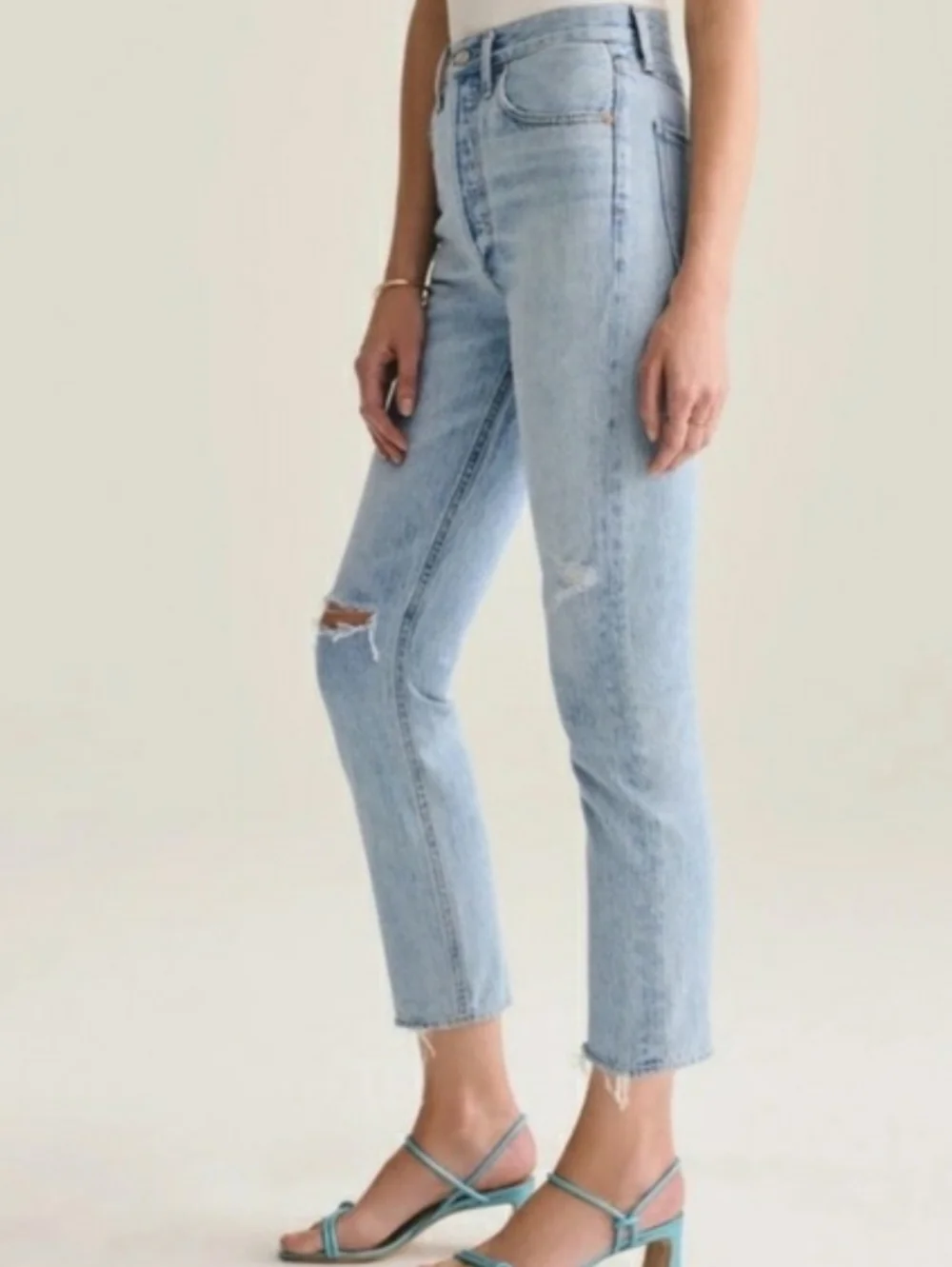 Agolde Riley High Rise Straight Crop Jeans In Shatter - Picture 8 of 8